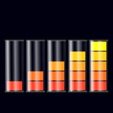 Reeks vlakke indicatoren van de batterijlast Royalty-vrije Stock Afbeelding Reeks vlakke indicatoren van de batterijlast Royalty-vrije Stock Afbeelding