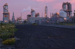 Refinery At Night In Montreal (pink Version) Stock Photo Refinery At Night In Montreal (pink Version) Stock Photo