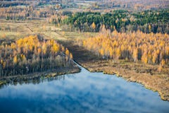 Reflection of Cirrus clouds in a small forest lake in the Pushkin mountains Museum-reserve. royalty free stock photography Reflection of Cirrus clouds in a small forest lake in the Pushkin mountains Museum-reserve. royalty free stock photography