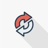 Refresh Arrows, sync, exchange thin line flat color icon. Linear vector symbol. Colorful long shadow design. royalty free illustration Refresh Arrows, sync, exchange thin line flat color icon. Linear vector symbol. Colorful long shadow design. royalty free illustration