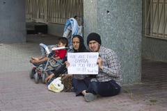 Refugees From Syria Are Asking For Help On The Street In Istanbul, Turkey Royalty Free Stock Photos Refugees From Syria Are Asking For Help On The Street In Istanbul, Turkey Royalty Free Stock Photos