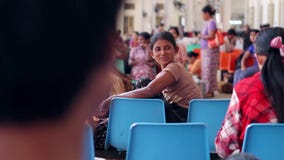 Refugees at the station. stock video Refugees at the station. stock video