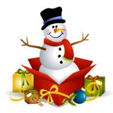 Regalo de Navidad del muñeco de nieve stock de ilustración Regalo de Navidad del muñeco de nieve stock de ilustración