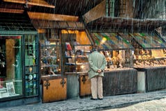 Regenachtige dag op Pontevecchio, Florence, Italië