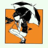 Regenschirm, Mädchen, orange Kunst des Regens vektor abbildung Regenschirm, Mädchen, orange Kunst des Regens vektor abbildung