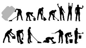 Reinigung silhouettiert Schwarzes stock abbildung Reinigung silhouettiert Schwarzes stock abbildung