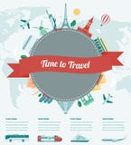 Reissamenstelling met beroemde wereldoriëntatiepunten Reis en Toerisme met vervoersinfographics Vector vector illustratie Reissamenstelling met beroemde wereldoriëntatiepunten Reis en Toerisme met vervoersinfographics Vector vector illustratie