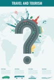 Reissamenstelling met beroemde wereldoriëntatiepunten Reis en Toerisme met vervoersinfographics Vector royalty-vrije illustratie Reissamenstelling met beroemde wereldoriëntatiepunten Reis en Toerisme met vervoersinfographics Vector royalty-vrije illustratie