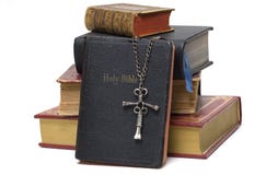 Religious Books & Cross Royalty Free Stock Photo