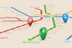 Relistic abstract blured map of subway routes in perspective vi vector illustration Relistic abstract blured map of subway routes in perspective vi vector illustration