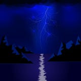 Relâmpago das montanhas e do mar Faísca do trovão da luz elétrica do vetor Tempestade da explosão do relâmpago azul ou do poder m ilustração stock Relâmpago das montanhas e do mar Faísca do trovão da luz elétrica do vetor Tempestade da explosão do relâmpago azul ou do poder m ilustração stock