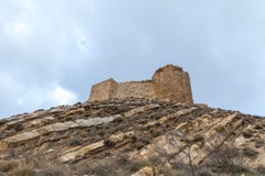 The remains of the medieval fortress Ash Shubak, standing on a hill near Al Jaya city in Jordan