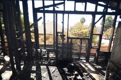 Remains of a wall after a catastrophic house fire` royalty free stock photography Remains of a wall after a catastrophic house fire` royalty free stock photography