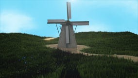 rendição da paisagem do moinho de vento 3D ilustração royalty free rendição da paisagem do moinho de vento 3D ilustração royalty free