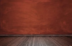 Rendu d'intérieur avec le mur en béton rouge et le plancher en bois photo stock Rendu d'intérieur avec le mur en béton rouge et le plancher en bois photo stock