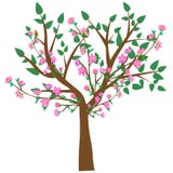 Reng?ringsduk Vektorillustration av ett abstrakt blomstra körsbärsrött träd mot vit bakgrund royaltyfri illustrationer Reng?ringsduk Vektorillustration av ett abstrakt blomstra körsbärsrött träd mot vit bakgrund royaltyfri illustrationer