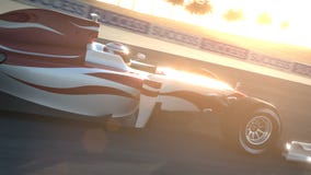 Rennwagen F1 auf Wüstenstromkreis - Führen der Kamera stock abbildung Rennwagen F1 auf Wüstenstromkreis - Führen der Kamera stock abbildung