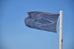 REQUIN de avertissement de drapeau photographie stock libre de droits REQUIN de avertissement de drapeau photographie stock libre de droits