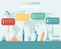 Resa och turism Infographic uppsättning med gränsmärken vektor royaltyfri illustrationer Resa och turism Infographic uppsättning med gränsmärken vektor royaltyfri illustrationer