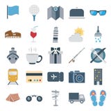 Resa och turnera isolerade symboler för färg vektorn består med flaggan, drinken, flipmisslyckandet, kikare, byggnad, koppen, dre stock illustrationer Resa och turnera isolerade symboler för färg vektorn består med flaggan, drinken, flipmisslyckandet, kikare, byggnad, koppen, dre stock illustrationer