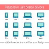Responsive design icons set vector. Flat responsive design icons in memphis style. Vector responsive design icons set stock illustration Responsive design icons set vector. Flat responsive design icons in memphis style. Vector responsive design icons set stock illustration