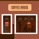 Restaurant of koffieillustratie in vlakke stijl vector illustratie Restaurant of koffieillustratie in vlakke stijl vector illustratie