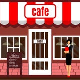Restaurant Or Cafe Illustration In Flat Style. Vector Royalty Free Stock Photo Restaurant Or Cafe Illustration In Flat Style. Vector Royalty Free Stock Photo