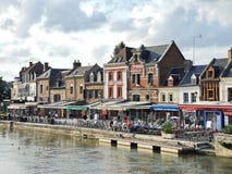 Restaurants on Quai Belu in Amiens city royalty free stock photography Restaurants on Quai Belu in Amiens city royalty free stock photography