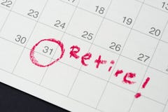 Retirement goal or financial freedom, planning for success salary man, important target red circle end of month day on calendar t