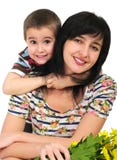 Retrato da matriz e do filho fotografia de stock Retrato da matriz e do filho fotografia de stock