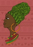 Retrato de la muchacha africana hermosa en un pañuelo stock de ilustración Retrato de la muchacha africana hermosa en un pañuelo stock de ilustración