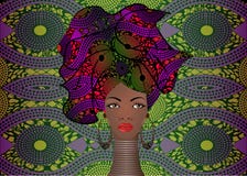 Retrato de la mujer negra joven en un turbante Belleza del africano de la animación Vector el ejemplo de color aislado en un fond stock de ilustración Retrato de la mujer negra joven en un turbante Belleza del africano de la animación Vector el ejemplo de color aislado en un fond stock de ilustración
