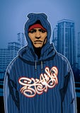 Retrato de un muchacho de ciudad stock de ilustración Retrato de un muchacho de ciudad stock de ilustración