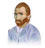 Retrato de Vincent van Gogh Pintor holandês famoso do cargo-impressionista Aperfeiçoe para a decoração tal como cartazes, arte da ilustração royalty free Retrato de Vincent van Gogh Pintor holandês famoso do cargo-impressionista Aperfeiçoe para a decoração tal como cartazes, arte da ilustração royalty free