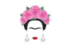 Retrato do vetor de Frida Kahlo, mulher mexicana ou espanhola bonita com um penteado tradicional, vetor ilustração stock Retrato do vetor de Frida Kahlo, mulher mexicana ou espanhola bonita com um penteado tradicional, vetor ilustração stock