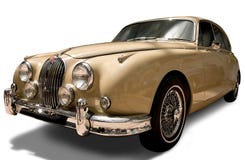 Retro automobile su bianco con il percorso di residuo della potatura meccanica Immagine Stock Libera da Diritti Retro automobile su bianco con il percorso di residuo della potatura meccanica Immagine Stock Libera da Diritti
