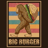Retro Bigfoot hamburgeru wektoru ilustracja ilustracja wektor Retro Bigfoot hamburgeru wektoru ilustracja ilustracja wektor