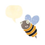 Retro Cartoon Bee With Speech Bubble Stock Photos