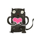 Retro Cartoon Black Cat With Love Heart Stock Image