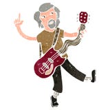 Retro Cartoon Electric Guitar Player Royalty Free Stock Images