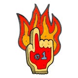 Retro Cartoon Flaming Foam Sports Hand Royalty Free Stock Photos