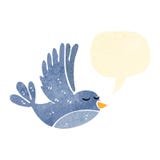 Retro Cartoon Flying Bird With Speech Bubble Royalty Free Stock Image