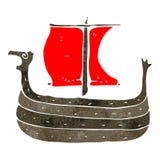Retro Cartoon Viking Ship Stock Photography