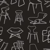Retro chairs seamless pattern of furniture on blac Royalty Free Stock Photography Retro chairs seamless pattern of furniture on blac Royalty Free Stock Photography