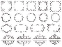 Retro decoration frames. Vintage filigree swirls border, elegant decorative frame and ornate divider classic elements