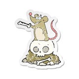 Retro Distressed Sticker Of A Cartoon Graveyard Rat Stock Image