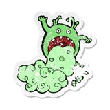 Retro Distressed Sticker Of A Cartoon Gross Monster Being Sick Stock Image