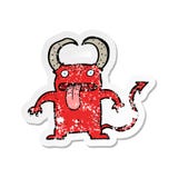 Retro Distressed Sticker Of A Cartoon Little Devil Royalty Free Stock Images