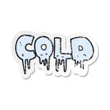 Retro Distressed Sticker Of A Cartoon Word Cold Stock Photos