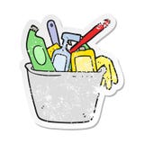 Retro Distressed Sticker Of A Cleaning Products Cartoon Stock Photo Retro Distressed Sticker Of A Cleaning Products Cartoon Stock Photo